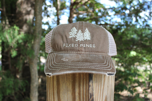 Fixed Pines Distressed Dad Hat- Brown