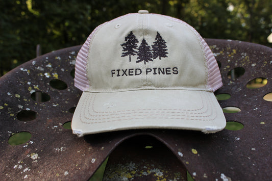 Fixed Pines Distressed Dad Hat- Tan